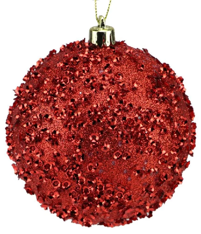 100MM Red Sequin Glitter Plastic Ornament