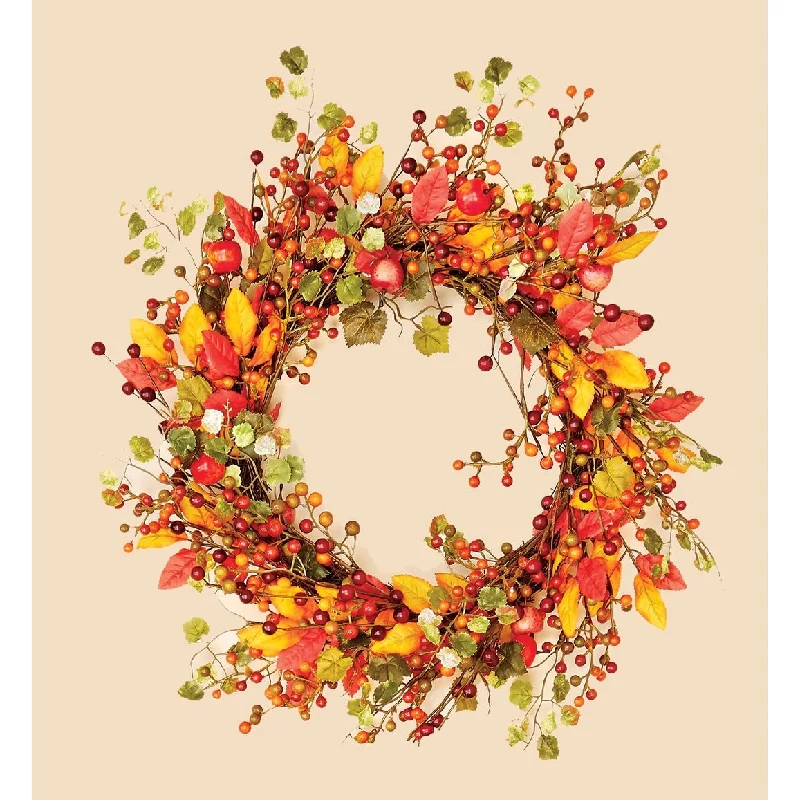 18" Fall Berry Wreath w/ Foliage