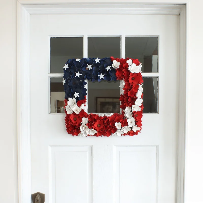 18" Patriotic Square Shape Wreath by National Tree Company