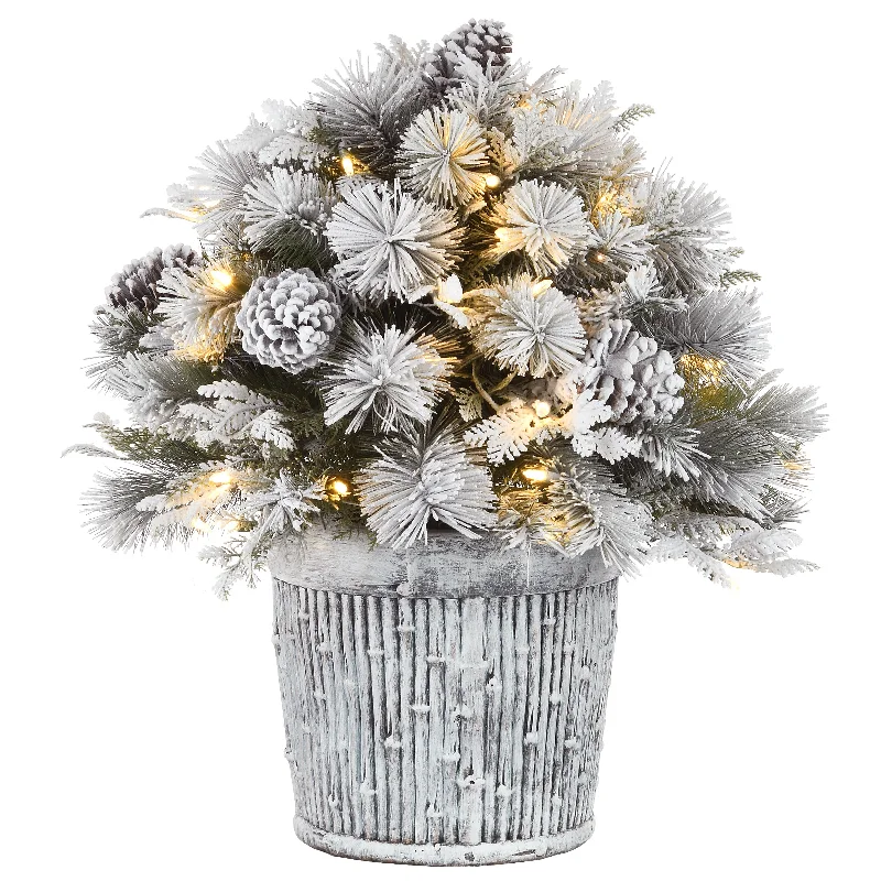 22 in.Pre-Lit Snowy Chiwaw Basin Tree with LED Lights