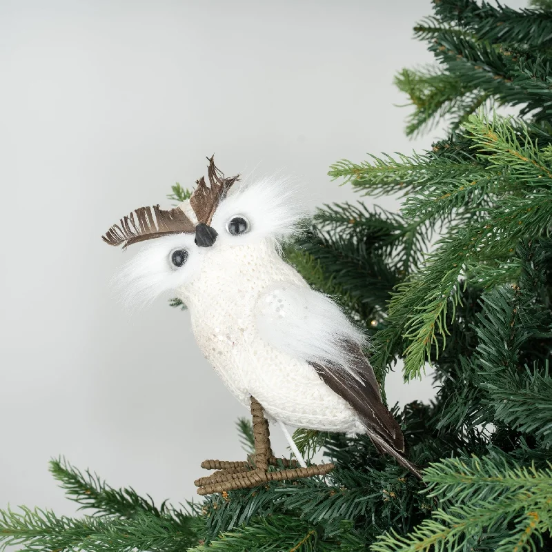 White Winter Owl Festive Tree Pick