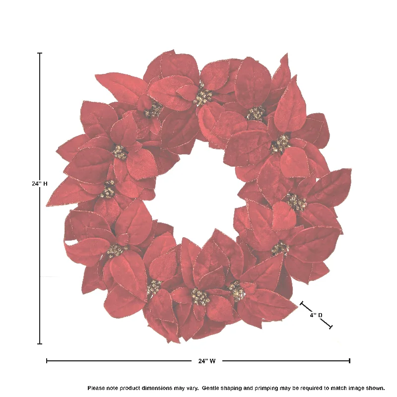 24" Glitter Poinsettia Wreath - 24