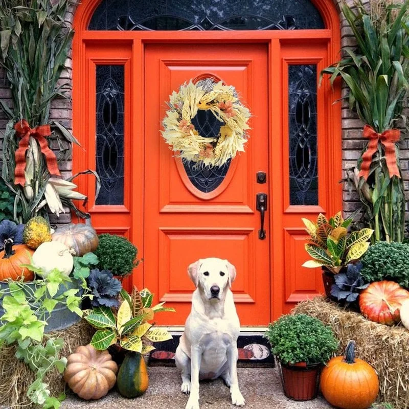 26" Artificial Indian Corn Husk Wreath For Festive Harvest