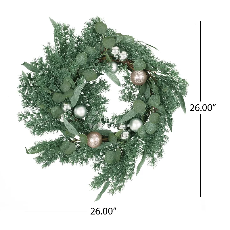 26" Pineneedle Wreath With Ball - As Picture Show