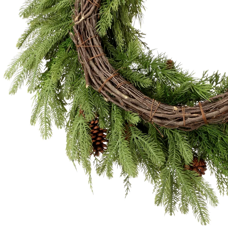 30" Natural Touch Mix Evergreen Wreath - Green - 30