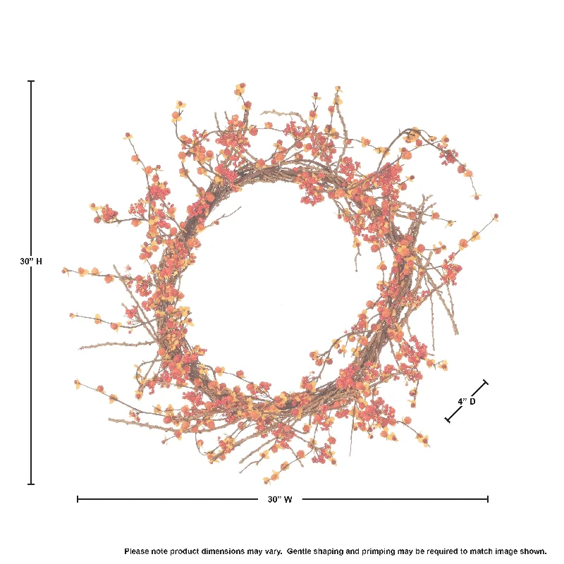 30" Wild Bittersweet Wreath - Orange - 30