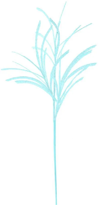 31" Ice Blue Glittered Paper Grass Spray