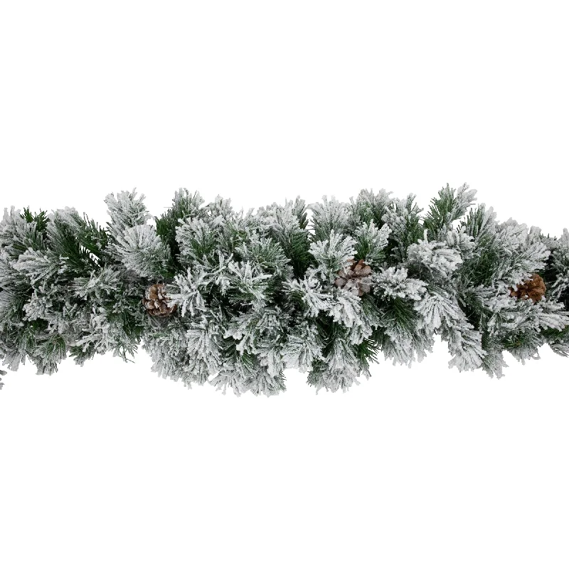 6.75' x 12" Flocked Angel Pine and Pine Cones Artificial Christmas Garland - Unlit