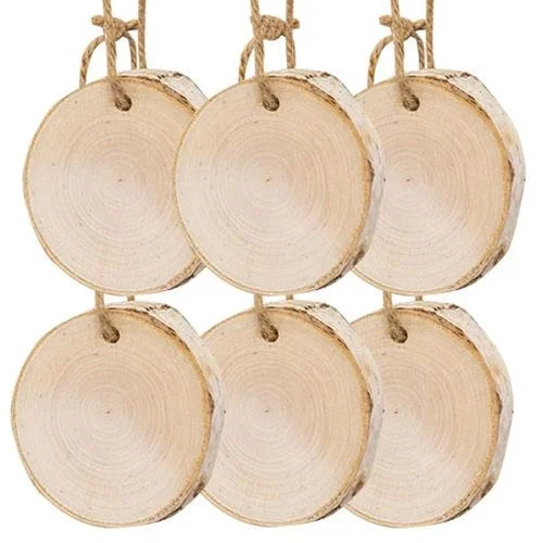 6 Pkg Natural Birch Mini Tree Tag Ornaments