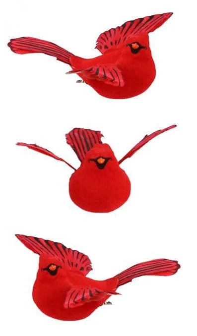 6" Flying Cardinal Clip On Ornament