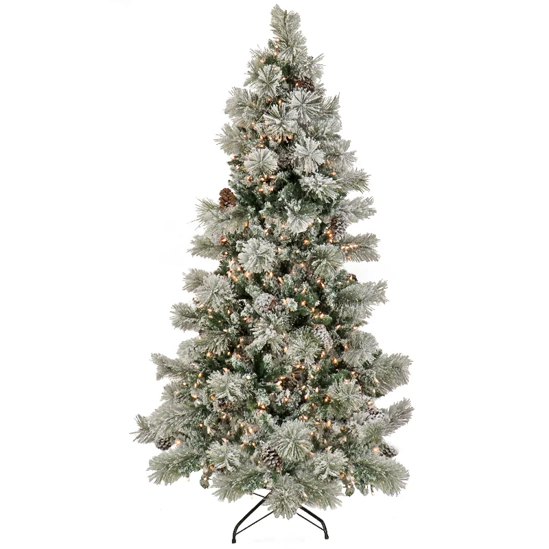 7.5 ft. Pre-Lit Snowy Yorkshire Tree with Clear Lights