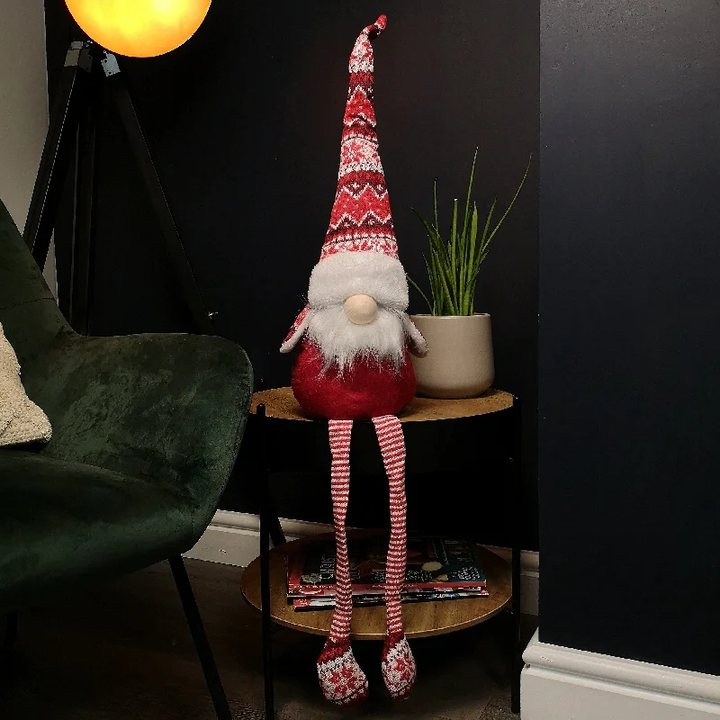 96cm Red Plush Sitting Christmas Santa Gonk with Dangly Legs