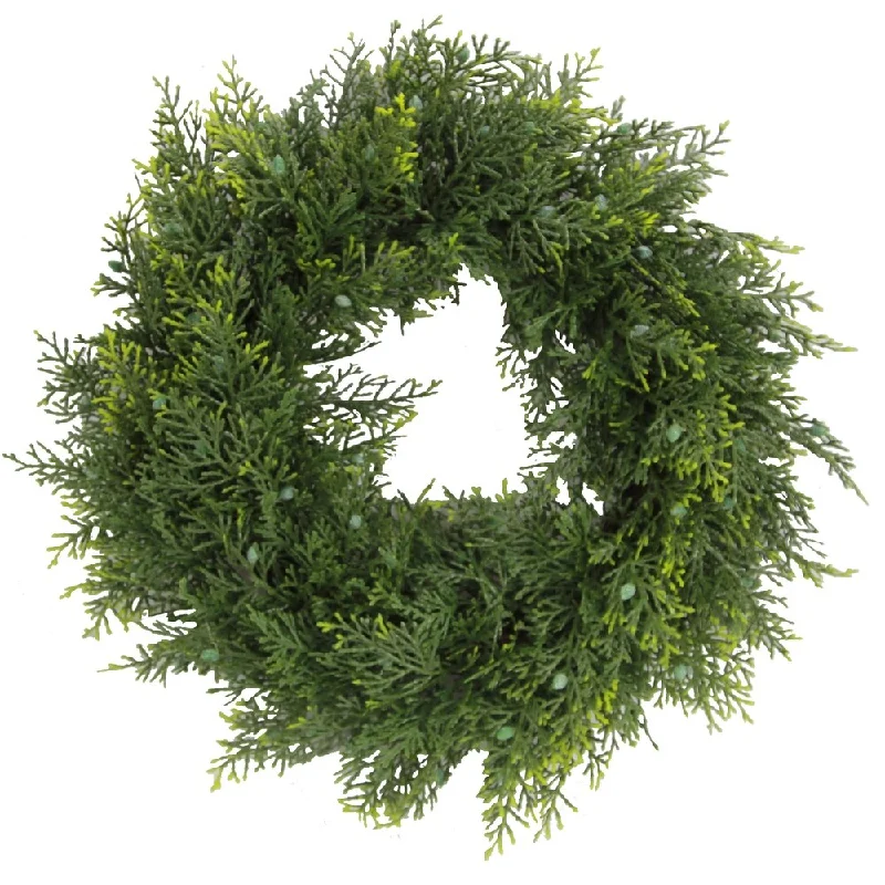 Artificial 18" Ceder Wreath In Green