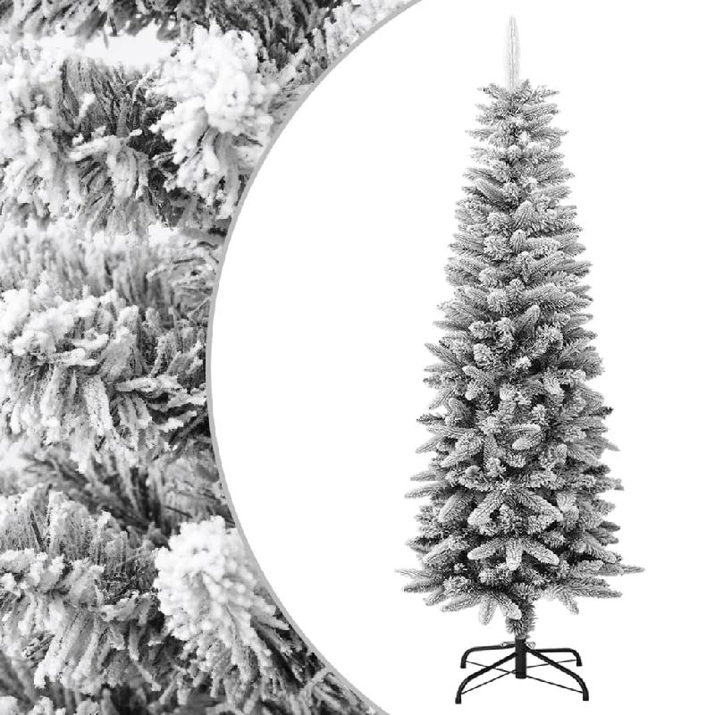 Artificial Slim Christmas Tree with Flocked Snow 150 cm PVC&PE