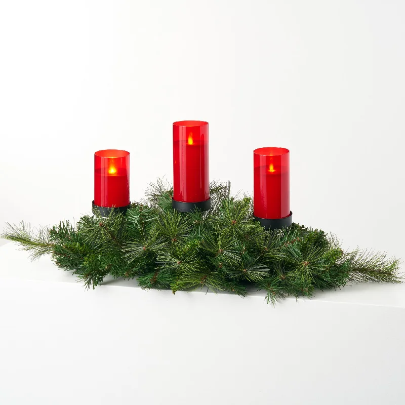 Belgium Pine Greenery 3 Tier Pillar Candle Holder Table Centerpiece Table Swag