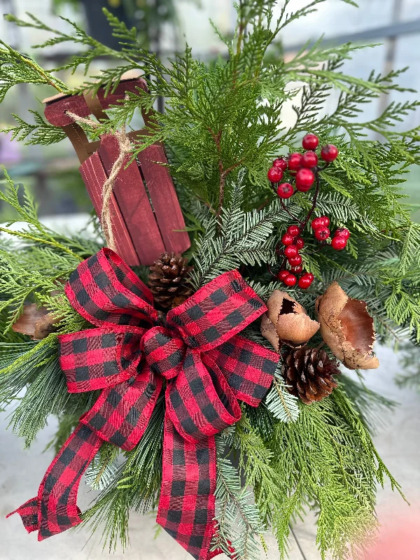 'Buffalo Plaid Fun' Deluxe Winter Urn Arrangement