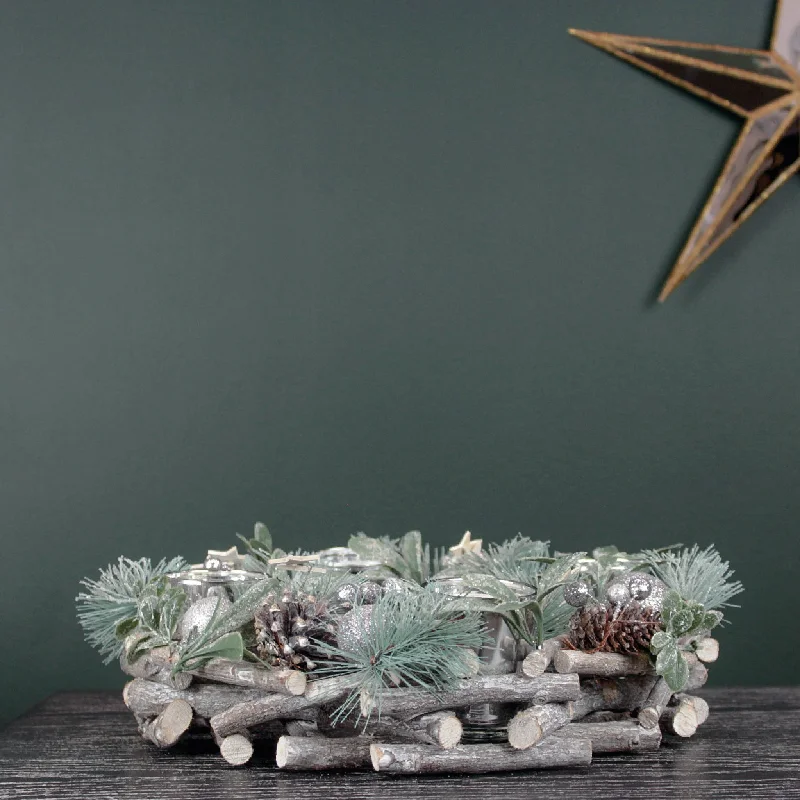 Round Pinecone Christmas Candle Holder