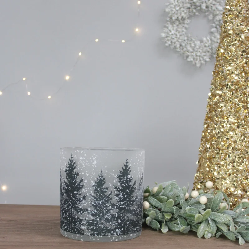 Snow Forest Glass Candle Holder | Medium