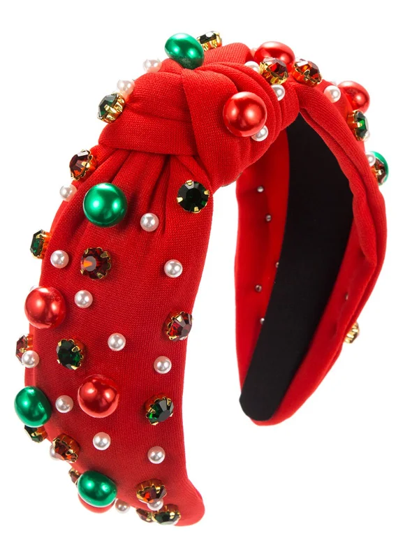 Christmas Colored Beads Rhinestoned Headband