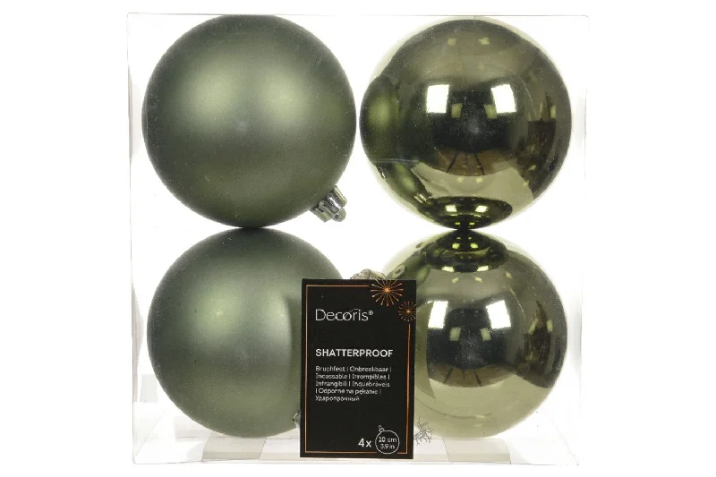 Christmas Decoration | 10cm Shatterproof Baubles | Green | Pack of 4