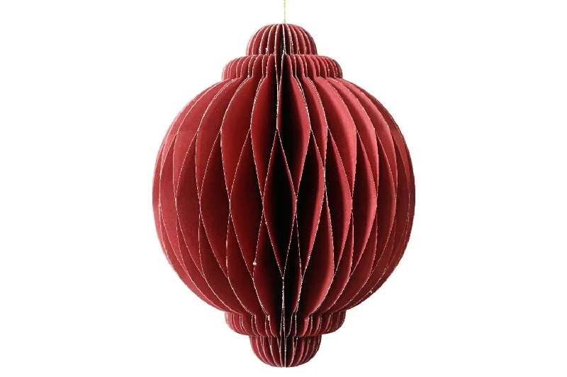 Christmas Onion Shaped Paper Decoration | Red | 15cm