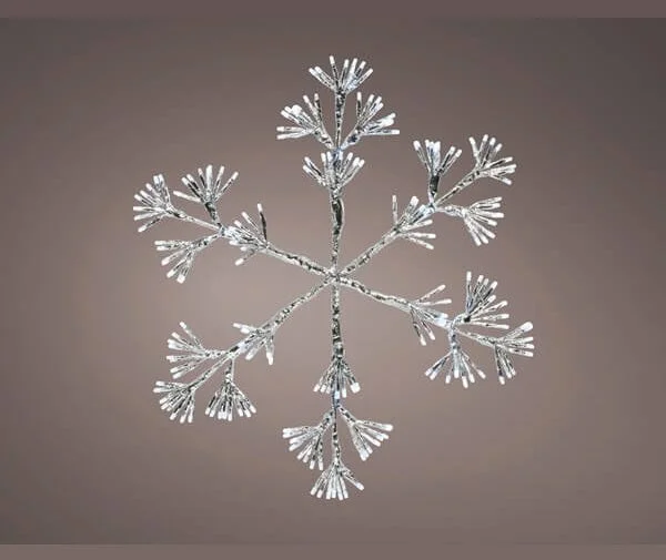 Christmas Silver Starburst Snowflake Decoration 192 White LEDs - 48cm