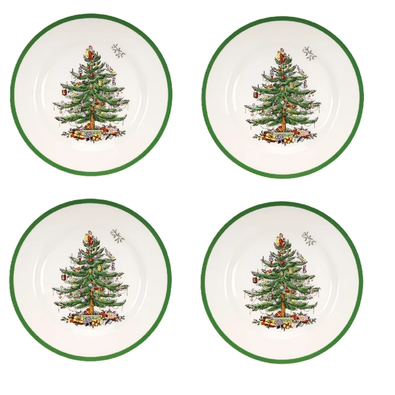 Christmas Tree Set of Four Dinner Plates