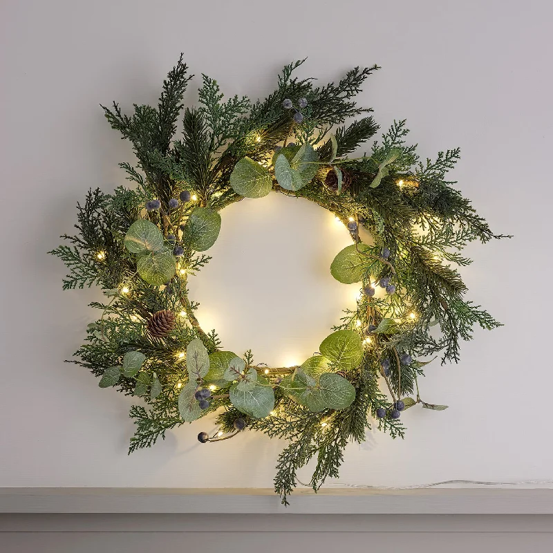 Classic Blueberry & Pinecone Wreath Micro Light Bundle