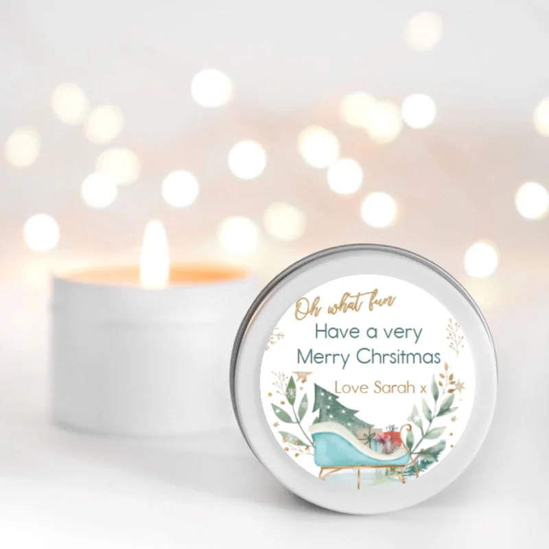 Santa's Slay Oh What fun Personalised Candle Travel tin