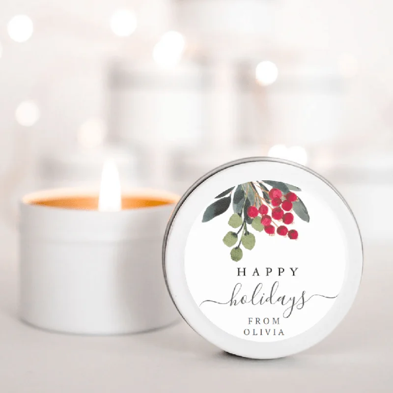 Happy Holidays Personalised Christmas Candle