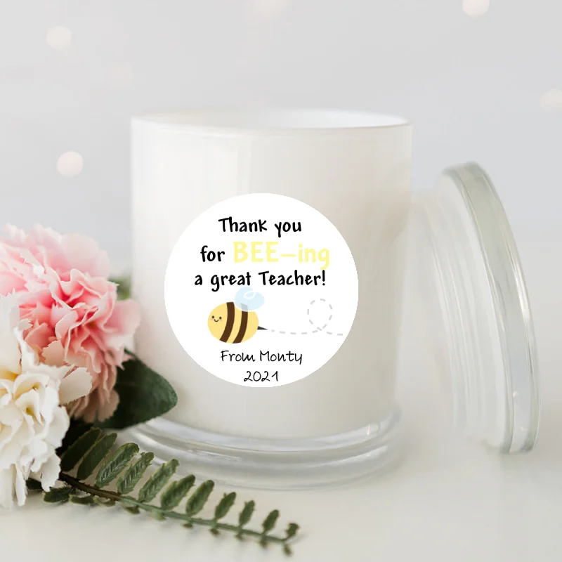 Thank you for bee-ing a great Teacher Personalised Candle Large White Glassware