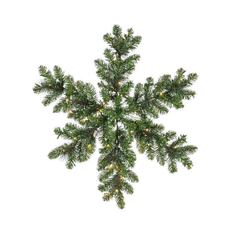 Elegant 30 Inch Needle Pine Mix Snowflake - Green