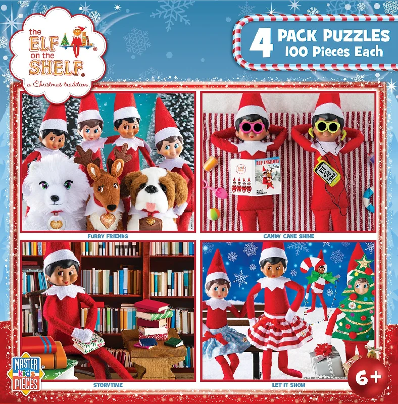 Elf on the Shelf <br> Elf on the Shelf 4 Puzzle Pack <br> 100 Piece Puzzles