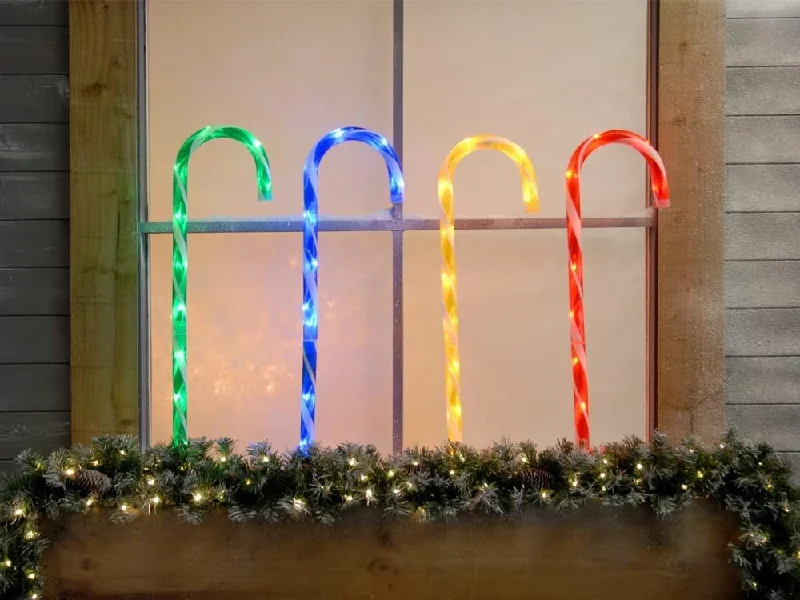 Festive Productions Candy Cane Stake Lights, 62 cm - Multi-Colour, Set of 4