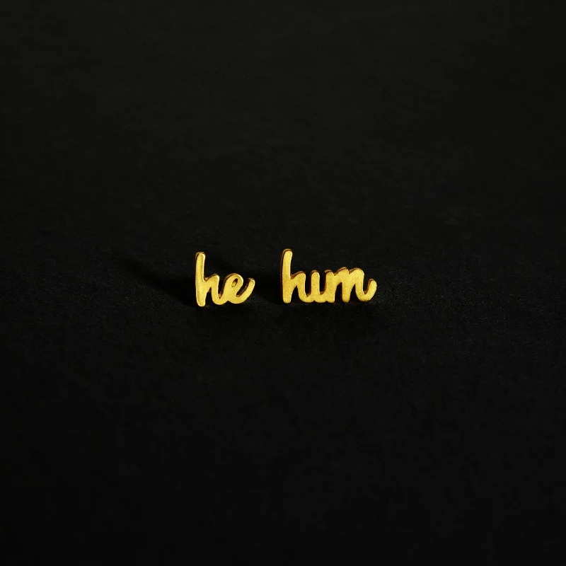 He/Him Pronoun Pins Matte Gold