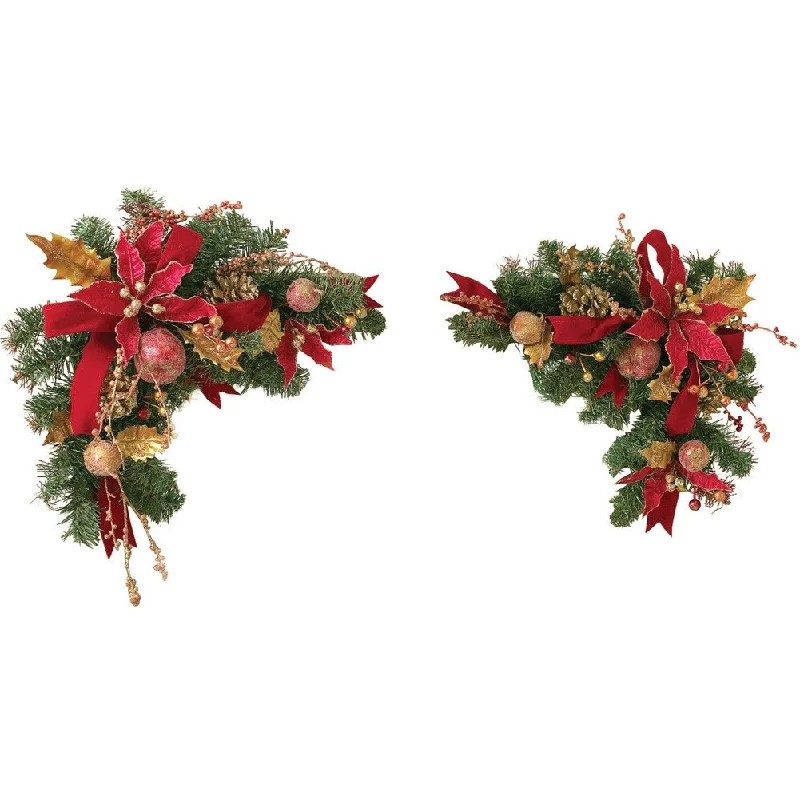 Holiday Floral Pine Cone Corner Bouquets - 16 x 5 x 10