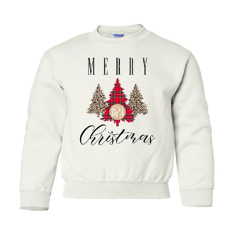 Kids Monogrammed 'Merry Christmas' Pattern Crewneck Sweatshirt