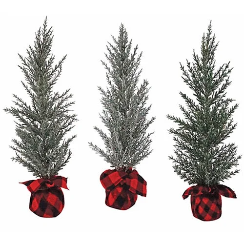 Lg Pine Tree w Red Black Plaid Base 3 Asstd