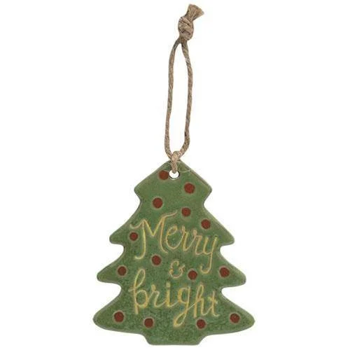 Merry and Bright Ceramic Tree Ornament