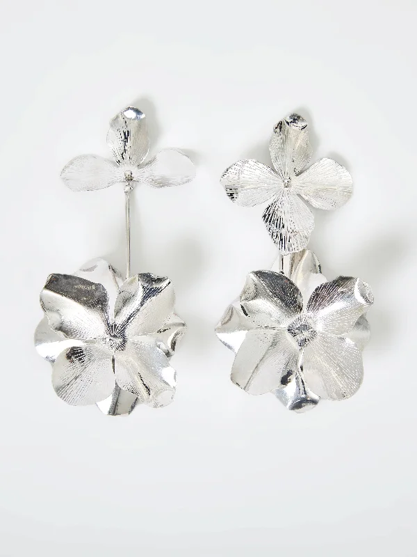 Metal Floral Drop Earrings