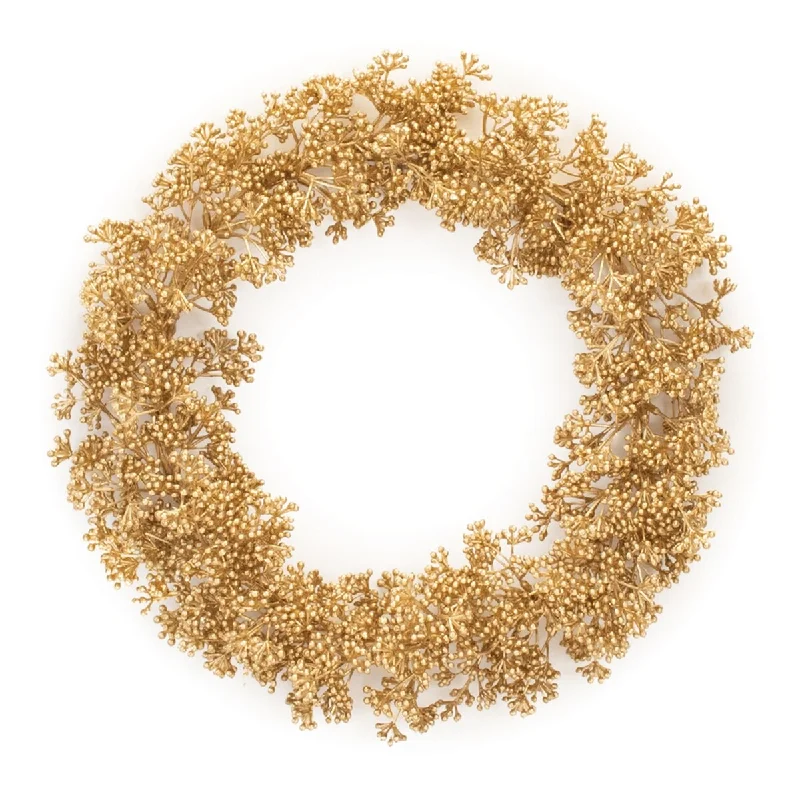 Metallic Berry Wreath 13.5"D - Gold