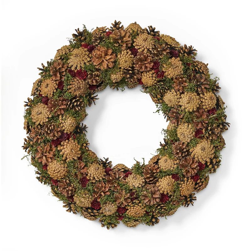 Modern 18.5" Pine Cone Christmas Wreath - Natural