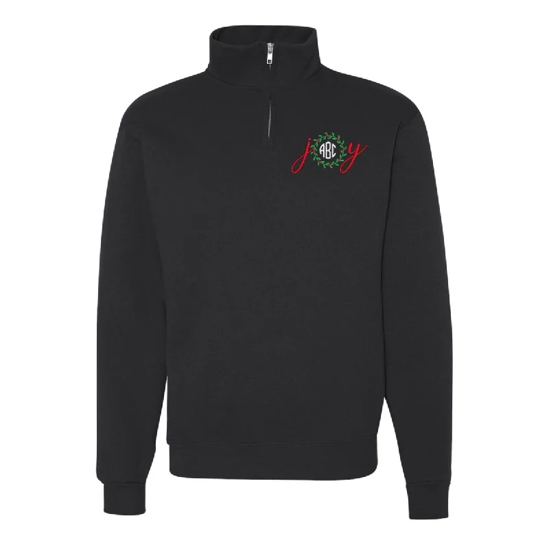 Monogrammed 'Joy' Quarter Zip Sweatshirt