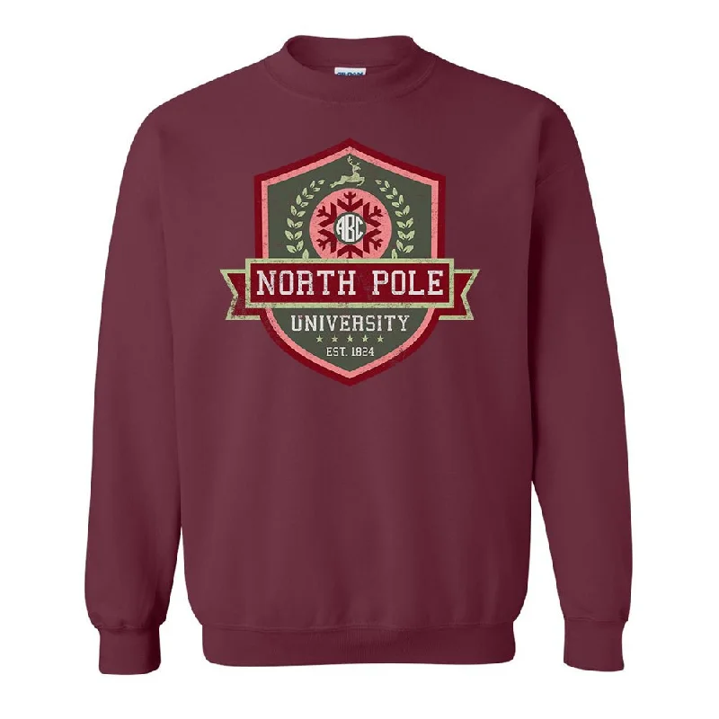 Monogrammed 'North Pole University Crest' Crewneck Sweatshirt