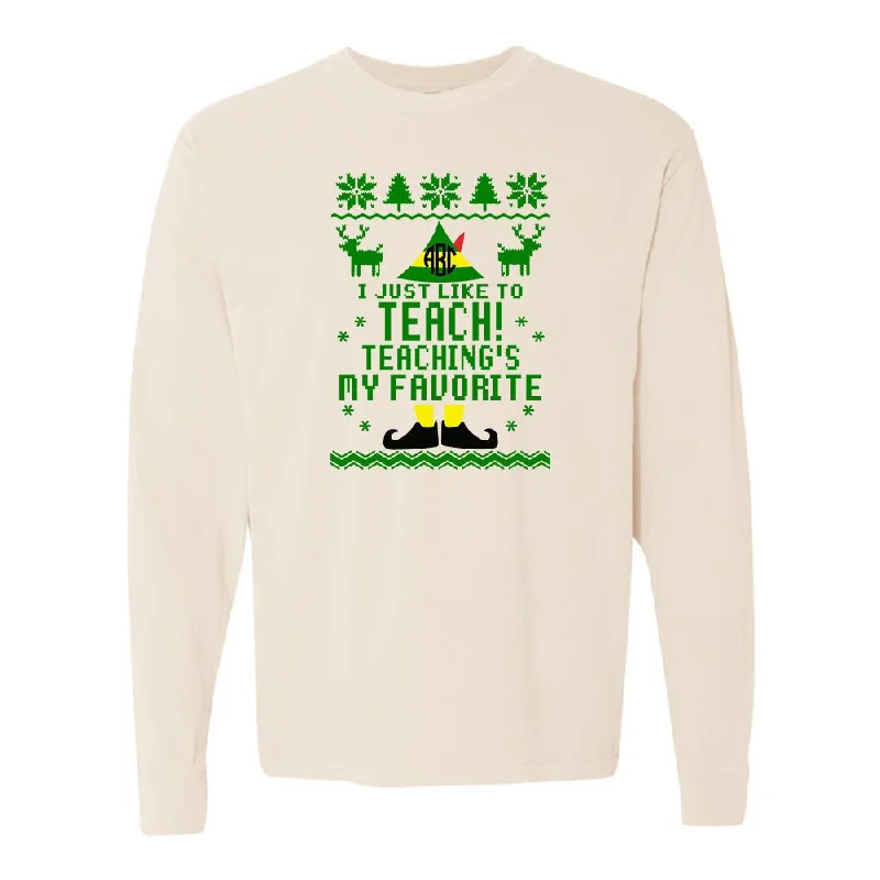 Monogrammed 'Teaching's My Favorite' Long Sleeve T-Shirt