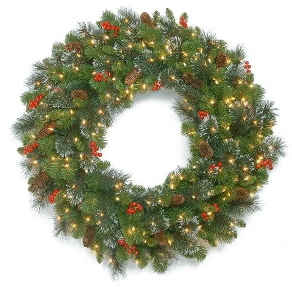 National Tree Company 30 in. Crestwood Spruce Wreath with Clear Lights - 30 in