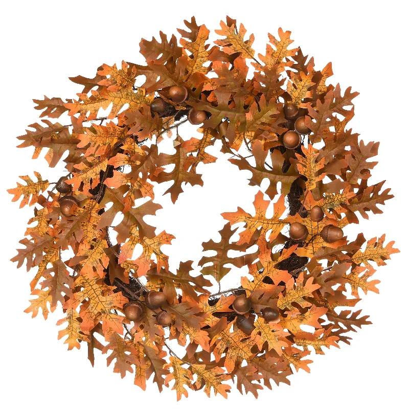 National Tree Company Artificial Autumn Wreath, Decorated with Acorns, Oak Leaves, Autumn Collection, 24 inches - 24 in