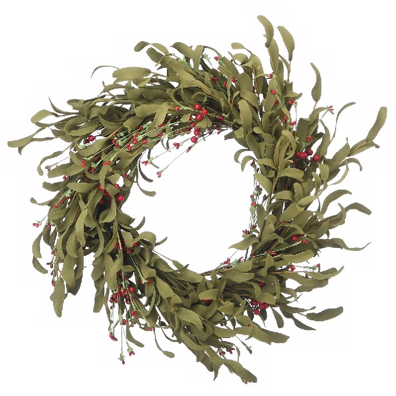 National Tree Company Artificial Autumn Wreath, Decorated with Assorted Grass, Berry Clusters, Autumn Collection, 22 inches