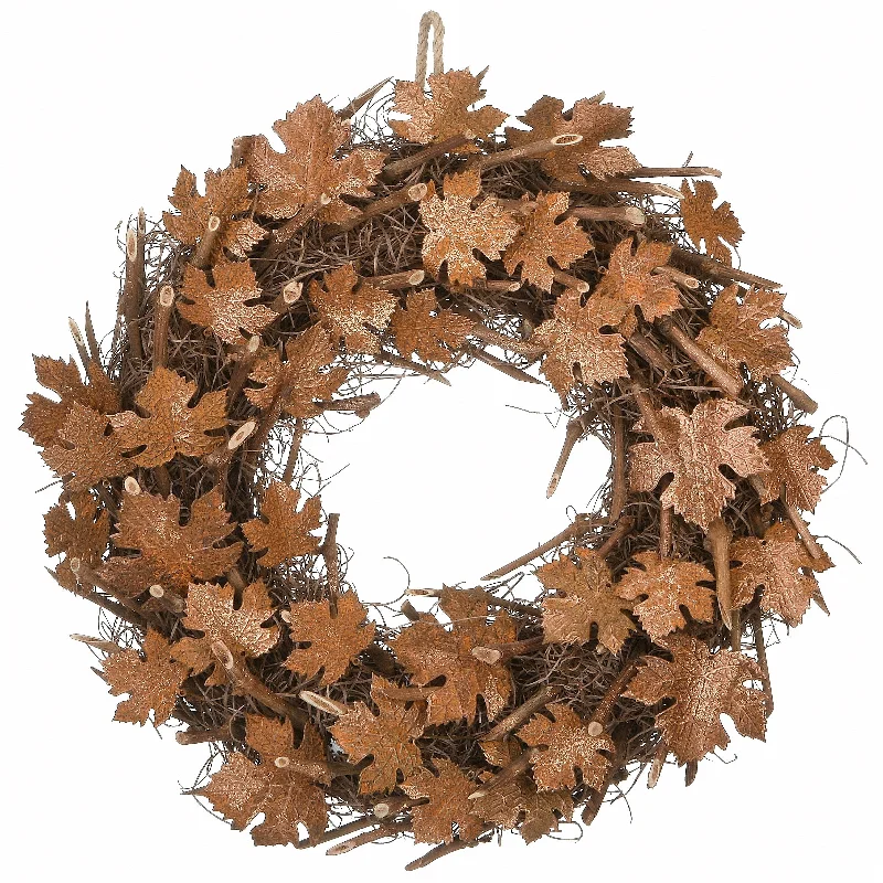 National Tree Company Artificial Autumn Wreath, Decorated with Brown Maple Leaves, Autumn Collection, 18 Inches - 18 in