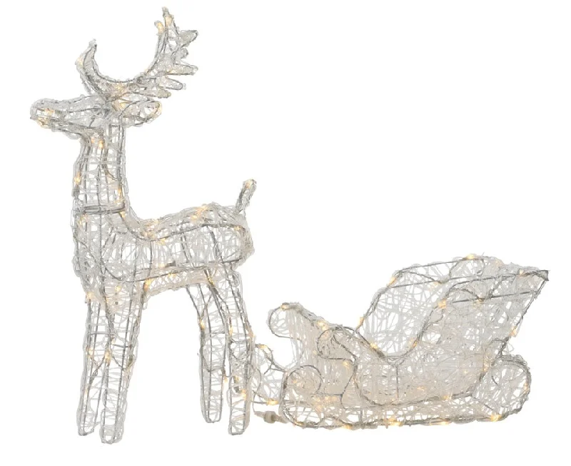 Outdoor LED Reindeer with Sleigh Christmas Decoration - Warm White Lights - 70cm